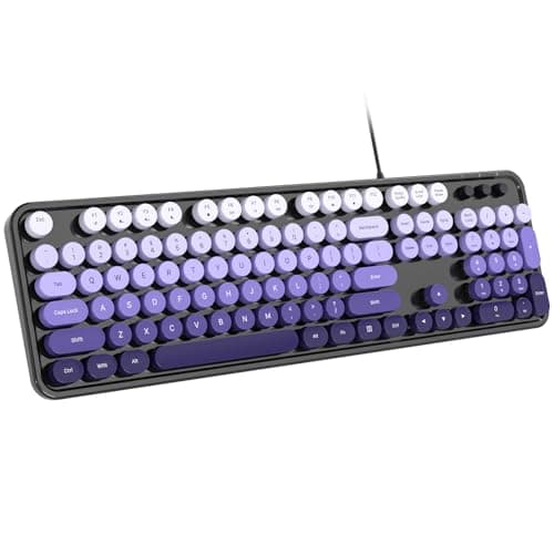 Dilter Wired Computer Keyboard, 104 Keys Full Size Typewriter Keyboards with Number Pad, USB Plug and Play Keyboard for Windows 7 8 10 11, PC, Laptop, Desktop (Black Purple) - Image 1