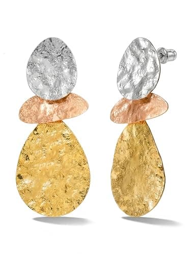 MUMREUES Gold Earrings for Women Trendy Hypoallergenic Chunky Statement Stud Earrings Dainty Elegant Dangle Drop Dangly Dangling Large Long Boho Waterproof Stack Unique Earrings Everyday Jewelry - Image 1