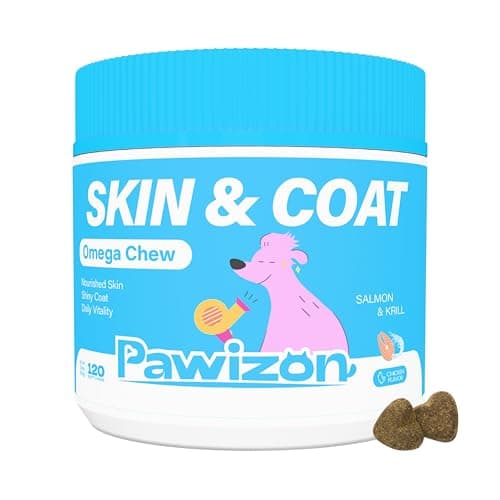 Pawizon Omega 3 for Dogs –Skin & Coat Supplement – Omega Rich Salmon Oil, Krill Oil & Fish Oil – DHA&EPA for Itchy Skin Relief, Shiny Coat, Shedding & Allergy Support – 120 Soft Chews - Image 1