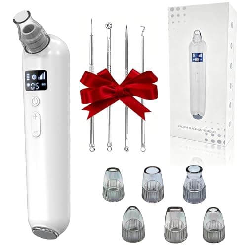 Vacuum Blackhead Remover Pore Cleaner with Heat & Red Light 5 Suction Levels Nose Pore Cleaner Rechargeable with LED Display, 6 Probes & Bonus Blemish Extractor Tools, Skincare Gift for Women - Image 1