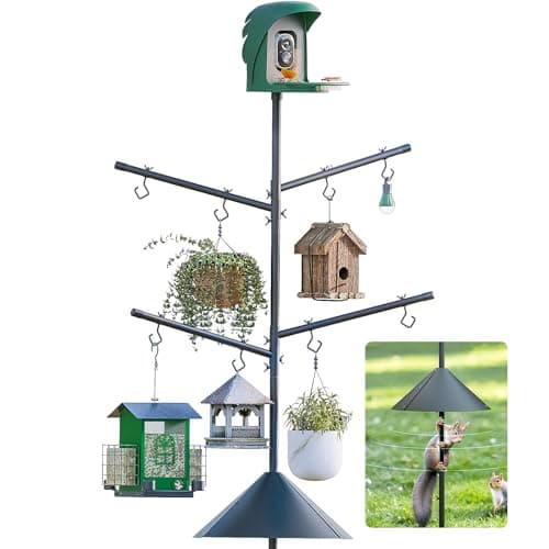 PerchMe Bird Feeder Pole with Squirrel Baffle, 92'' Inch 360° Rotating Heavy-Duty Bird House Pole for Outdoors,Adjustable Height,Universal Mount Kit for Bird Feeder Cameras&Houses (92'' Black) - Image 1