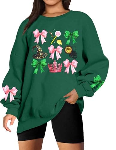 ASTANFY Musical Movie Sweatshirt for Women Witch And Princess Sweatshirts Witches Musical Movie Fans Gift Long Sleeve Tops Deep Green - Image 1