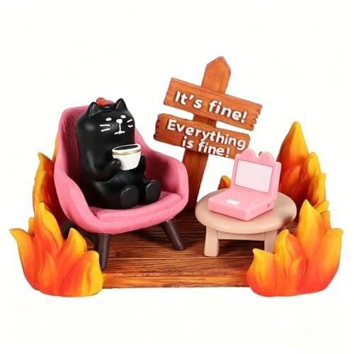 MAYIPLAY Miniatures Cat Figurines Desk Decor Black Cat Decor Cat Gifts for Women Cat Lovers Coworkers Bosses Friends Home Office Decor - Image 1