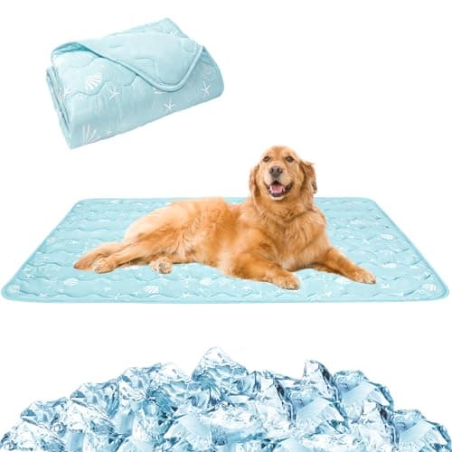 NACOCO Pet Summer Cooling Blanket - 35.4" x 49.2" Double-Sided Mat Dog Puppy Self Cat Pad Bed Cover for Home Outdoor Sofa Sleeping Washable Portable Lightweight Small Medium Large(Blue,M)