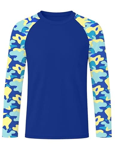 Roadbox Boys' Rash Guard Long Sleeve, UPF 50+ Kids Toddler Swim Shirt, UV Sun Protection Youth Water Shirts for Beach Surf - Image 1