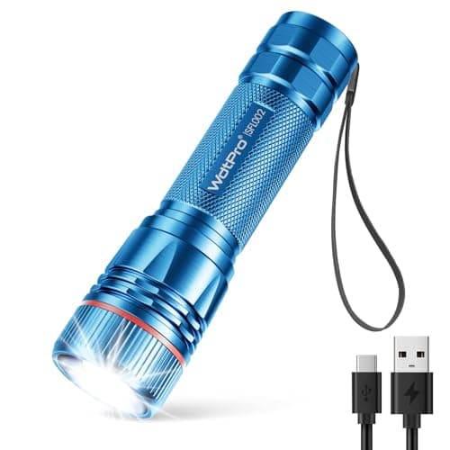WdtPro Rechargeable Flashlights High Lumens, 1 Pack 10H Long Lasting Super Bright EDC Flashlights, LED Mini Tactical Flash Lights for Camping Emergency, Drop & Water Resistant Blue(Battery Included) - Image 1