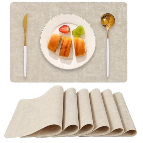 Boobezeen Faux Leather Placemats Set of 6 (Beige) - Image 1