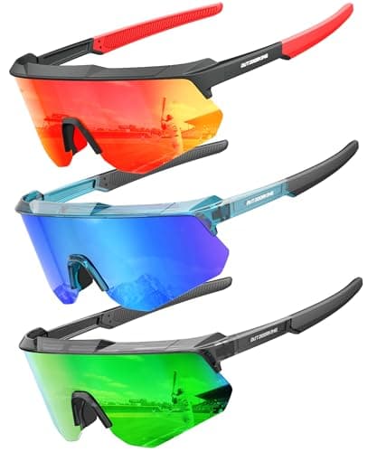 QALLY Polarized Sport Sunglasses Men Women Bike Sunglasses for Men Cycling UV Protection Baseball Running 3 Packs - Image 1