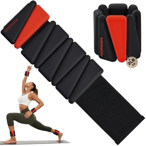 INDEPANDIA Wrist Ankle Weights for Women & Men, 4lbs Adjustable Weighted Bangles to Boost Calorie Burn & Strength, Arm & Leg Weights for Pilates, Yoga, Walking, Barre, Gym & Home Workout Black & Red - Image 1