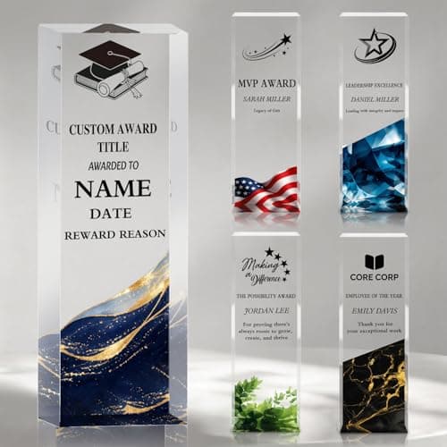 MYPHNEX Custom Acrylic Trophy Award with Logo/Photo - Personalized Recognition Plaque for Employee Appreciation, Retirement, Farewell, Work Anniversary, Boss & Coworker Gifts – Bulk Corporate Orders - Image 1