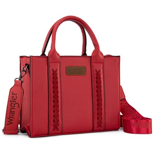 Wrangler Purses for Women Tote Bag Satchel Shoulder Top Handle Handbags Leather Medium Designer Cute Bags for Gift Travel Work Ladies WG-HB-70-8120D-RD