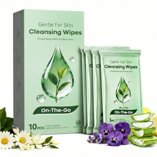 10 PCS Rinse-Free Body Wipes, Ultra Thick Shower Wipes for Skin, Disposable & Travel Essentials, Hypoallergenic, Green Tea & Aloe-Infused, XL Cleansing Wipes for Post Workout Cleanup & Elderly Hygiene - Image 1
