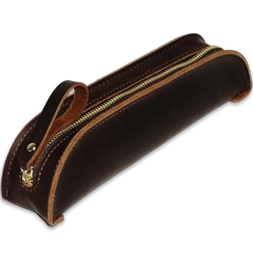 Paesteffe Leather Pen Case - Handcrafted Full-Grain Zipper Classic Style Leather Pencil Pouch for Artists Men, and Women – Stationery Bag Pen Holder for Work & Office - Image 1