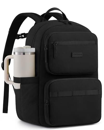 LOVEVOOK Laptop Backpack for Women, School Backpack for Teen Girls with Large Cup Holder, Lightweight Bookbag for College,Work,Travel fits 15.6 Inch Laptop,Black - Image 1