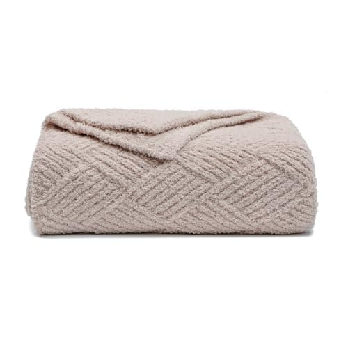 bearberry Super Soft & Fuzzy Minky Throw Blanket Lightweight All-Season - Diamond Stitch Plush Fleece for Couch, Bed, Sofa | Machine Washable Cozy Gift for Women, Men, Home (Beige, 40”x50”) - Image 1