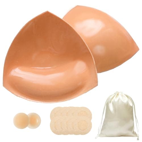 JULZYTH Double Sided Sticky Bra Inserts, Invisible Thin Adhesive Bra Pads, Seamless Push Up Breast Enhancers for A-D Cups, Fit for Bras, Bikini, M Beige - Image 1