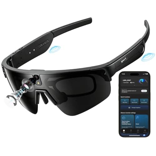CHOVE 4K Camera Glasses, AI Smart Sports Recording Sunglasses, HD Video & Photo, Electronic Image Stabilization, Live Translation, AI Voice Assistant, IP66 Waterproof for Cycling Hiking - Image 1