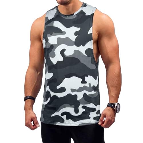 Crastimo Men's Sleeveless Tank Tops Mesh High Waist Moisture Wicking Ultra Soft Loose Fit Casual Holiday Beach Leisure Gym Muscle Shirts Women White - Image 1