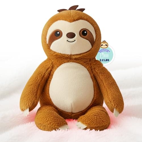 NIUBEHOHO Weighted Heating Sloth Stuffed Animals - 16 Inch Big Microwavable Sloth with Zipper Cute Heating Pad Plush Toy Washable Unscented Comfort Hug Pillow for Kid Teen Adult Birthday Gift 2.2 Lbs - Image 1