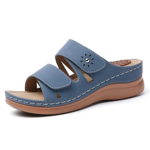 Tilocow Women's Wedge Slide Sandals with Arch Support and Massage Sole Breathable Walking Shoes for Summer Parties and Casual Wear, Designed to Relieve Bunion Discomfort - Image 1