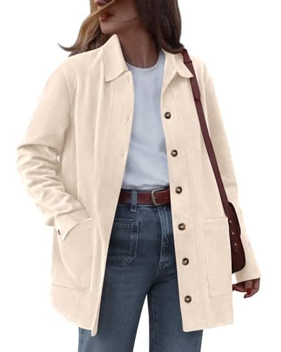 BTFBM Faux Suede Jacket Women Fall Fashion 2026 Leather Jackets Long Sleeve Button Down Winter Coats Shackets Outerwear(Beige, Small) - Image 1