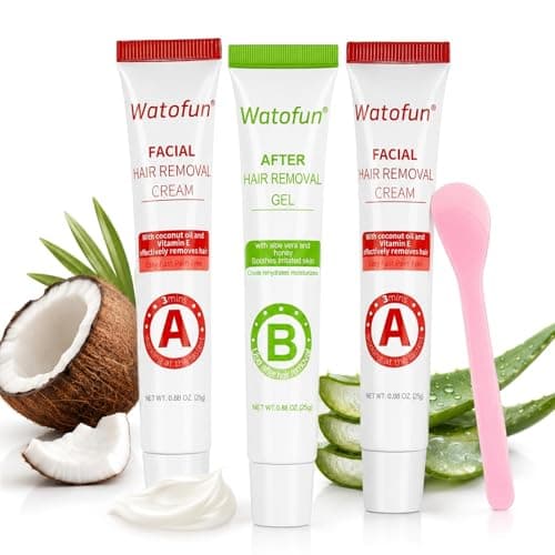 Watofun Facial Hair Removal Cream for Women, Gentle Plant Formula for Sensitive Skin with Soothing Aloe Gel, 3 Min Painless Flawless Depilatory Cream Removes Hair from Chin, Upper Lip and Sideburns - Image 1