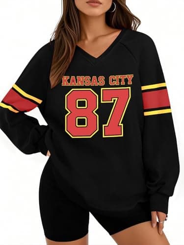 ASTANFY Game Day Sweatshirt for Women Football Sweatshirts Football Mom Hoodie Game Day Fan Gift Long Sleeve Tops - Image 1