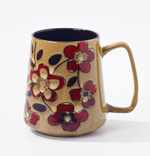 Big Coffee Mug 24 oz Novelty Large Ceramic Coffee Cup, Big Mug for Latte American Tea Soup Hot Chocolate, Dishwasher and Microwave Safe, Modern, Unique Style 1 PC Flower Khaki - Image 1