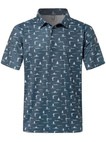 Hardaddy Mens Golf Polo Shirts Dry Fit Short Sleeve Print Patterns Moisture Wicking Collared Funny Golf Shirts for Men Dark Green XXL - Image 1