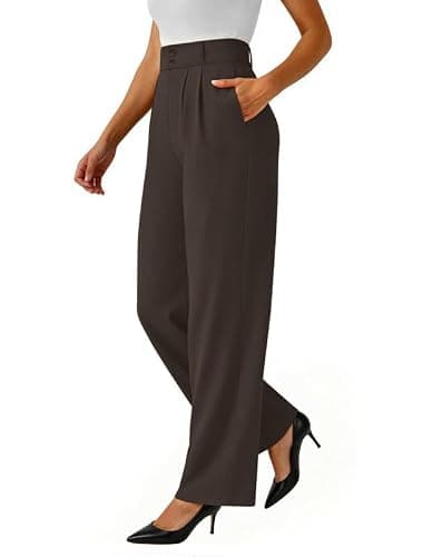keriffe Womens Wide Leg Dress Pants Stretchy High Waisted Work Trousers - Image 1
