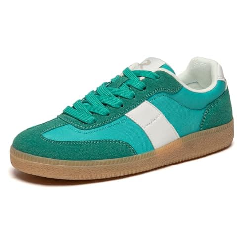 Rihero Women's Fashion Sneakers Classic Tennis Shoes Casual Lace-Up Walking Shoes Green Size 6.5 - Image 1