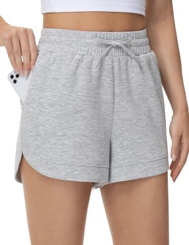 THE GYM PEOPLE Women's Drawstring Sweat Shorts Soft Comfy Dolphin Workout Running Lounge Shorts with Pockets - Image 1