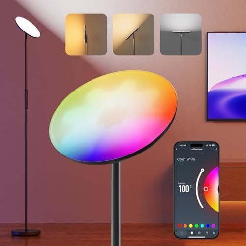 Floor Lamp, 2800LM RGBWW Smart Standing Lamps for Living Room with Smart App & Voice Control, 69.3in Torchiere Floor Lamps Color Changing, 350°Rotating LED Tall Lamp for Bedroom Office Gaming Party - Image 1