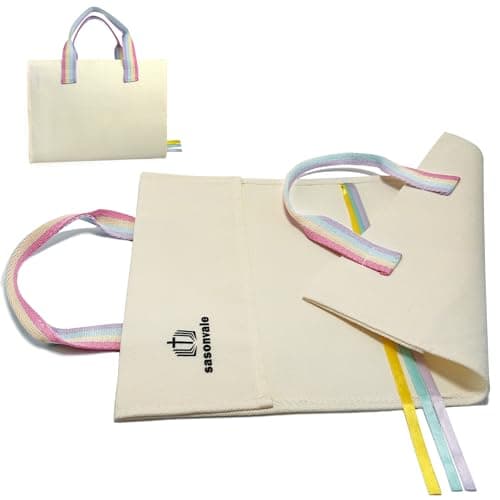 Lightweight Bible Cover for Women, Zipper-Free Canvas Bible Case with 3 Ribbon Bookmarks, Minimalist Christian Gift (2 Sizes) (Cream-Minimalist, Small) - Image 1