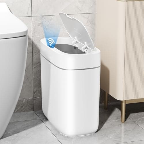 JUDRDO Small Trash Can for Bathroom, 3.5 Gallon Automatic Touchless Trash Can with Lid,Motion Sensor Slim Garbage Can Waterproof Trash Bin Waste Basket for Bedroom, Kitchen - Image 1