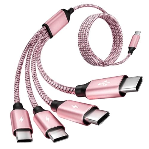 Jogrytece 4-in-1 USB C to 4 USB C Multi Charging Cable 5FT, Travel Essential for Airplane & Cruise Trips, Compatible with iPhone 17/16/15 Series, iPad Air/Pro, Samsung Galaxy S25, Pixel, PS5 - Image 1