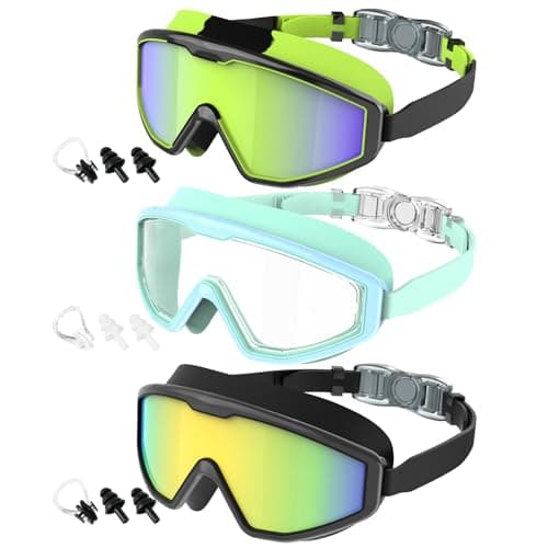 CIFOYA Kids Swim Goggles, 3 Pack Swimming Goggles for Kids 4-16, Anti-Fog UV Protection Pool Glasses for Boys Girls