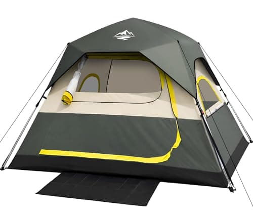 Tent 4 Person Tents for Camping - Instant Cabin Tent Setup in 50 Seconds with Rainfly & Windproof, Portable Pop Up Tents with Carry Bag for Family Outdoor Camping & Hiking - Image 1