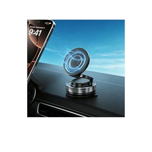 EBGULL Upgraded Vacuum Magnetic Car Phone Holder, 360° Rotation Adjustable Suction Cup Phone Mount Foldable Nano Gel Magnetic Phone Holders for Your Car Kitchens Bathrooms Fits All Smartphones - Image 1