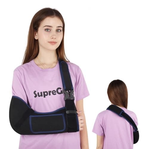 supregear Arm Sling Shoulder Immobilizer for Women Men, Comfortable Breathable Sling for Shoulder Injury, Rotator Cuff, Broken Dislocated Fracture Strain, Fit Left or Right Arm, Black + Dark Blue, S - Image 1