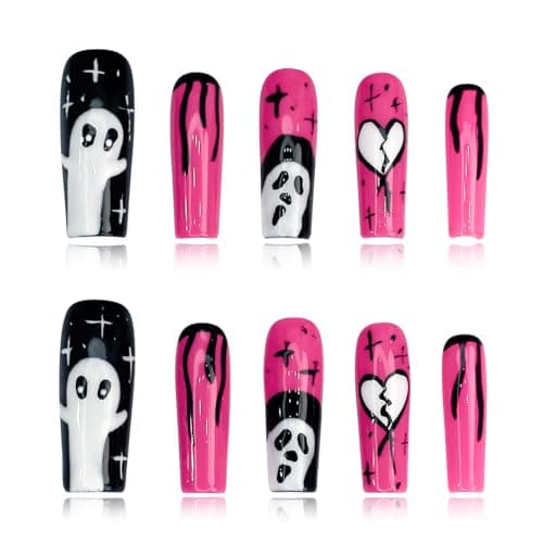 Yacey Handmade Press on Nails Short Almond, Reusable Soft Muti-Gel False Nails Press Ons, French Tip Thick Acrylic Fake Nails, 3D Artificial Bling Glossy Glue on Nails for Women Girls (10 Pcs, M) - Image 1
