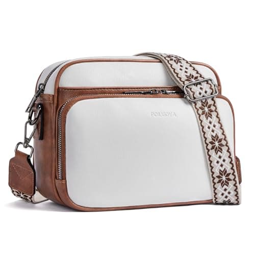 POIUGOYA Crossbody Purses for Women Trendy,Vegan Leather Medium Crossbody Bag,Women's Crossbody Travel Purse Built in Wallet - Image 1