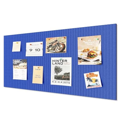 Rokeblau 48x32 inches Large Bulletin Board, Decorative Felt Pin Board, 0.35“ Thick Foldable Photo Display Board with Self-Adhesive Tape, Vision Board for School Home Kitchen Office Walls - Dark Blue - Image 1