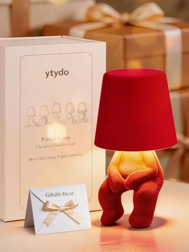 ytydo Human-Shaped Rechargeable Table Lamp: Flocked Texture - Softer Look & Warmer Presence for Gifts Festive Spaces and Accent Decor - Dimmable 3 Color Temps - Image 1