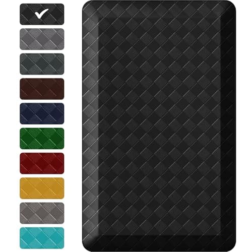 StepRite 1” Thick Kitchen Mats for Floor, Anti Fatigue Kitchen Rugs, Non-Slip,Heavy Duty Water Resistant Kitchen Rug, Standing Desk Mat for Friends, Family, Home, Kitchen, Office (32" x 20", Black) - Image 1