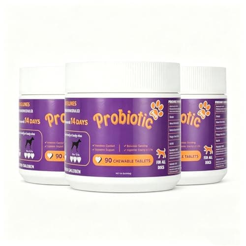 Dog Probiotic Chewable Tablets with Prebiotic, Apple Cider Vinegar & Papaya Powder, Pork Flavor Daily Digestive Supplement for All Breeds Dogs, 90 Count