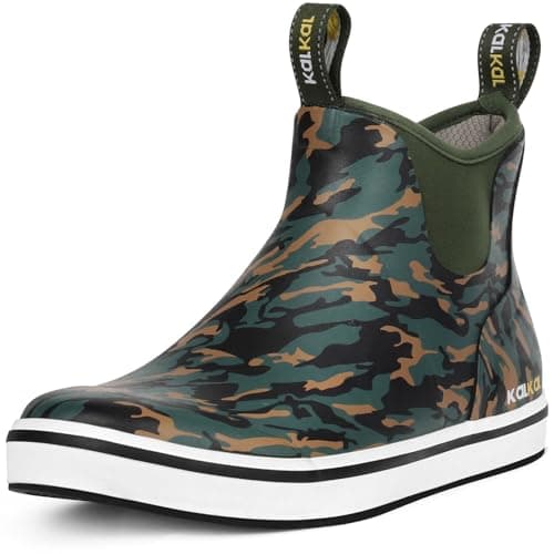 Kalkal Men's Deck Boots Anti-Slip Saltwater Fishing Rain Boots with Memory Foam, Waterproof Rubber Ankle Work Boots for Sailing (Size 7-14) - Image 1
