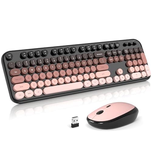 Atelus Wireless Keyboard and Mouse Combo, Typewriter Full Size Retro Keyboard with Number Pad, Ergonomic Design for Windows 7 8 10 11 PC Laptop Desktop, Home and Office Use
