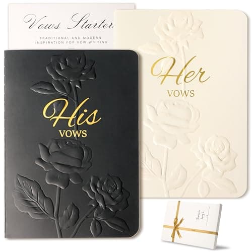 SEEBERY Wedding Vow Books His and Hers - 3D Embossed Cover with Gold Foil, 28 Lined Pages - Premium Wedding Gift & Registry Must Haves for Bride to Be - Ceremony Essentials & Registry Search - Image 1