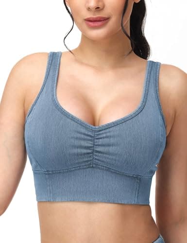 THE GYM PEOPLE Women's Jean Crop Tank Tops Camisole Tops with Built in Bra - Image 1